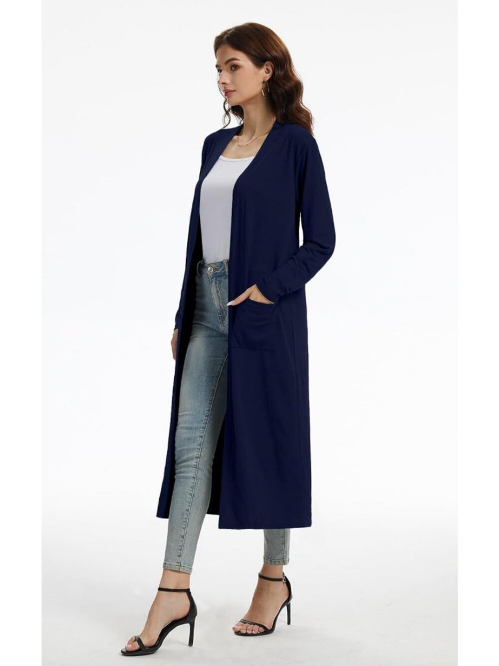 Lightweight Long Sleeve Maxi Cardigan Duster with Pockets - Casual Chic Style - Picture 3 of 3